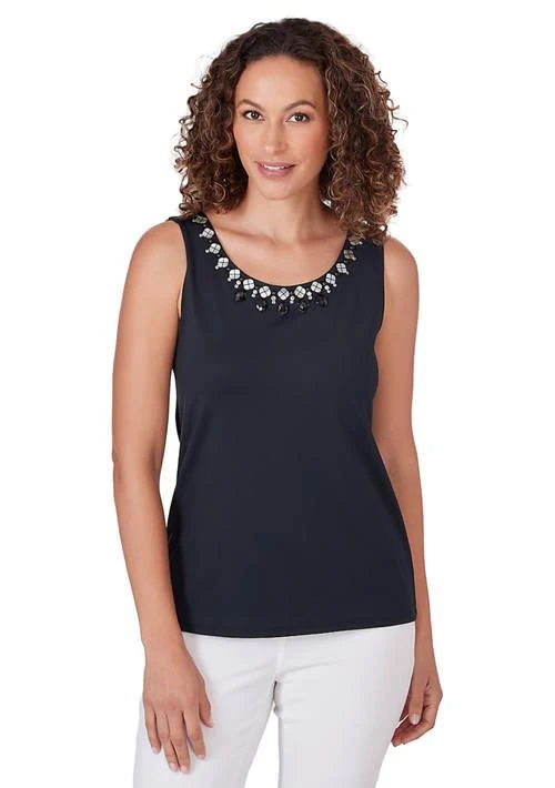 Ruby Rd Paris Rd Womens Embellished Solid Sleeveless Top – On Sale Now with Up to 65% ...