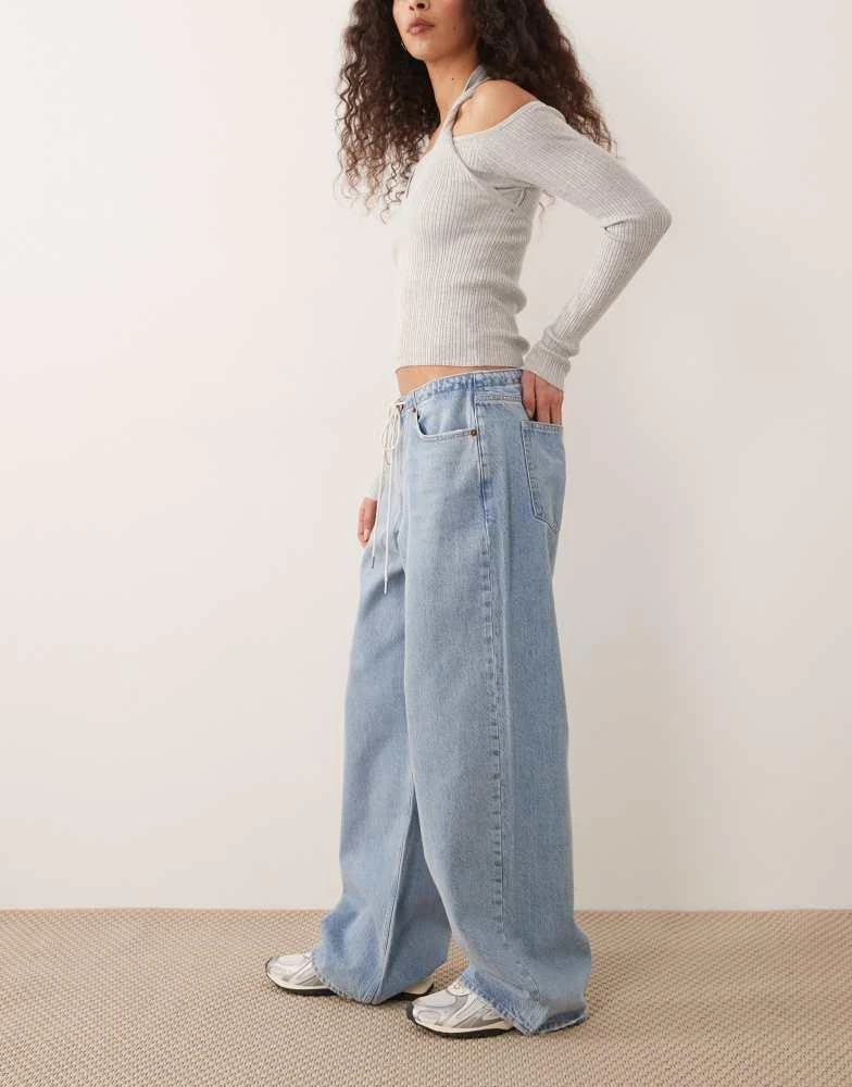 Abercrombie 
Fitch Abercrombie 
Fitch baggy fit jean with drawstring waist detail in light blue wash 3