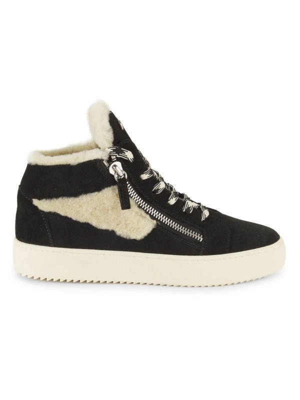 Giuseppe Zanotti Shearling & Suede Mid-Top Sneakers 1