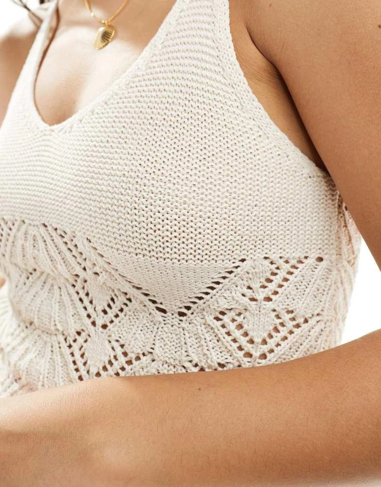 Bershka Bershka scallop crochet mini dress in ecru 2