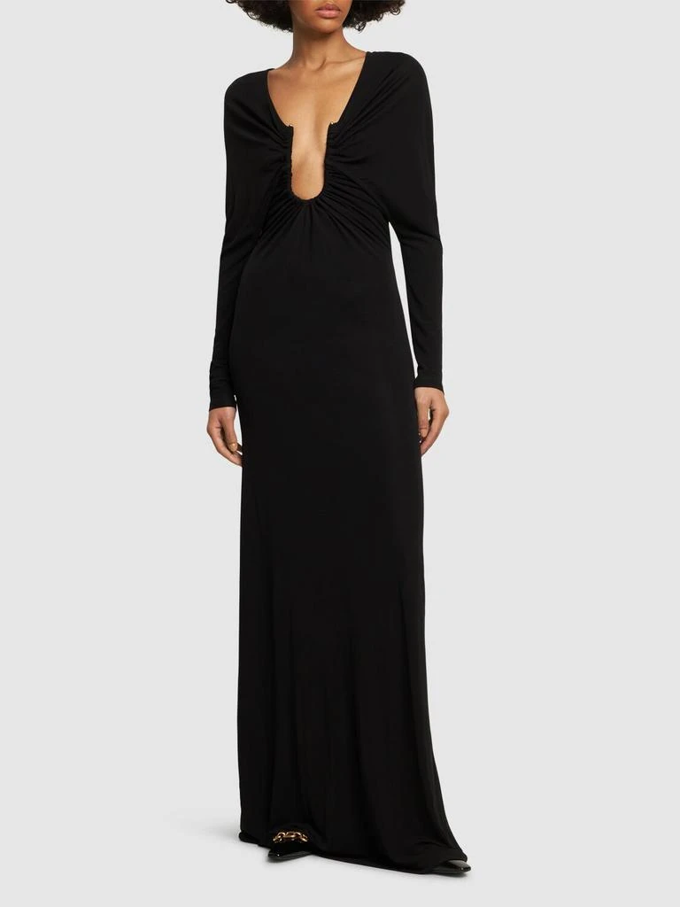 Christopher Esber Arced Dolman Viscose U Neck Long Dress 1