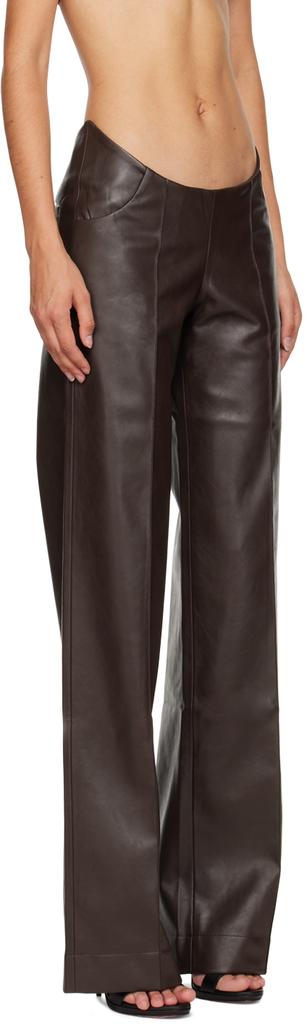 Aya Muse Brown Tolobu Faux-Leather Trousers