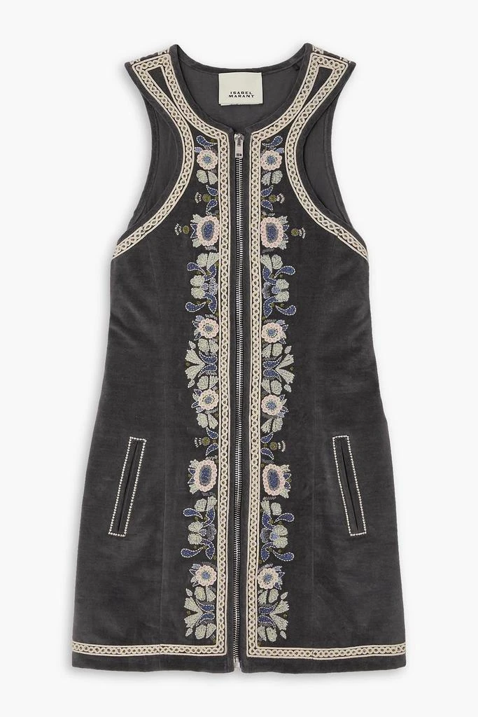 Isabel Marant Belila embroidered cotton-velvet mini dress 1