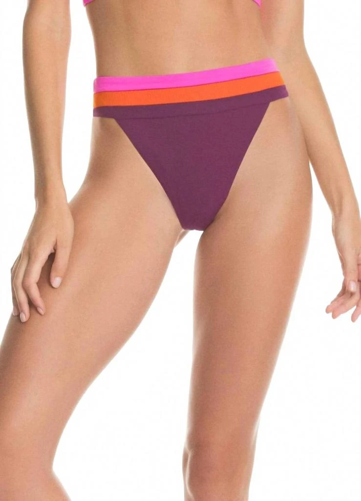 Maaji Sienna High Waist Banded Bikini Bottom In Purple