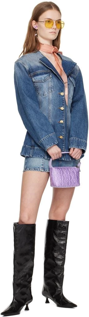 Ganni Blue Sparkle Denim Blazer 4