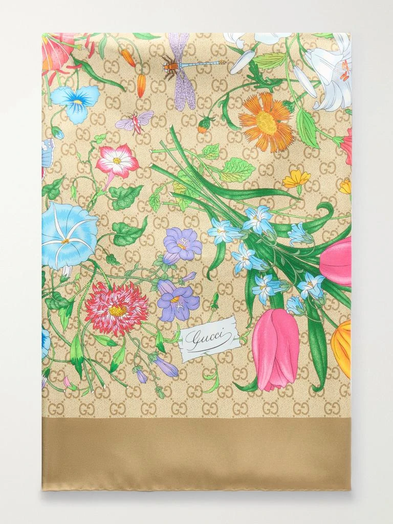 Gucci Flora Printed Silk-twill Scarf