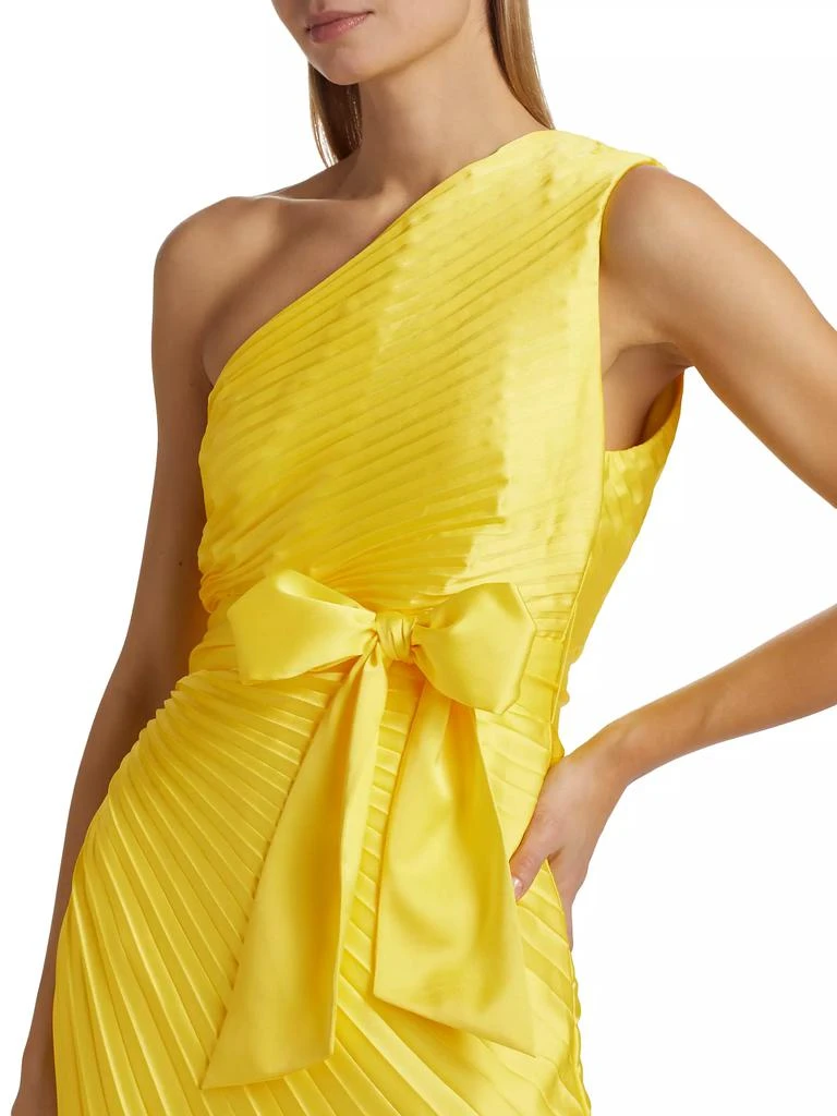 Milly Estelle Pleated Satin One-Shoulder Dress 6