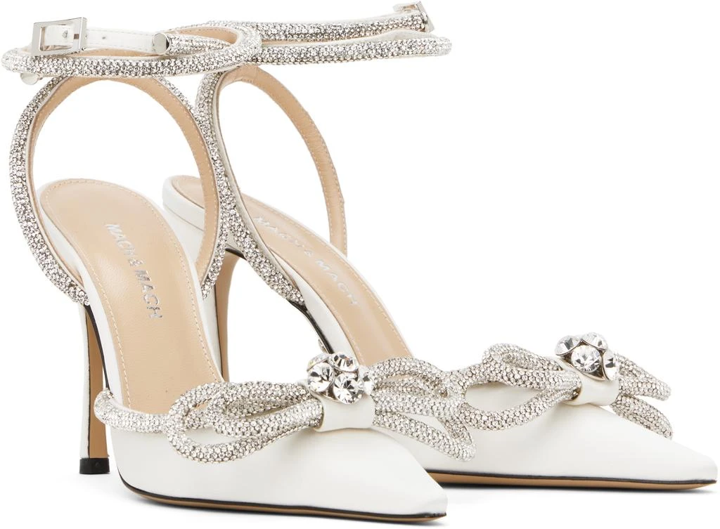 Mach & Mach White Double Bow Satin Heels 4