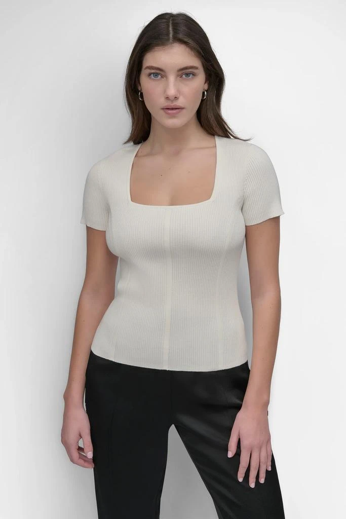 DKNY CAP SLEEVE SQUARE NECK SWEATER 1