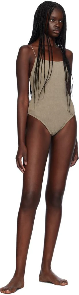 Totême Taupe Smocked One-Piece Swimsuit 4