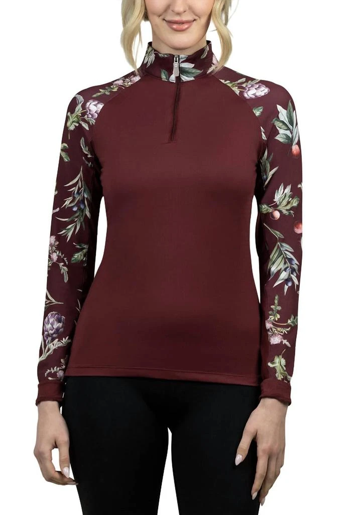 Kastel Denmark 1/4 Zip Long Sleeve Raglan Sun Shirt In Jacobean Peach 2