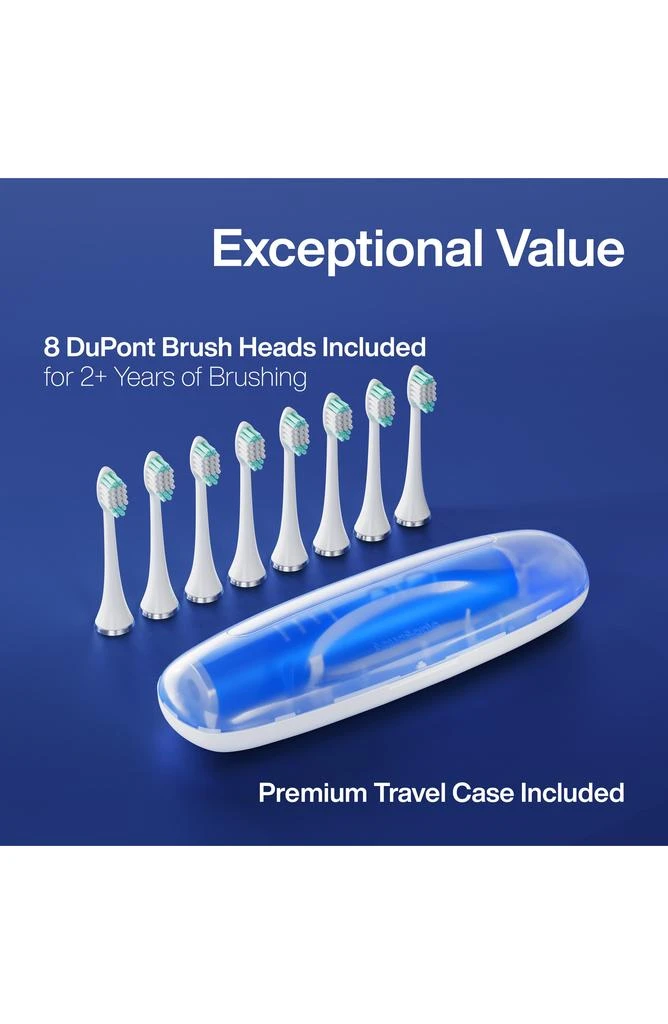 AquaSonic VIBE SERIES Sapphire Blue UltraSonic Whitening Toothbrush with 8 DuPont Brush Heads & Travel Case 4