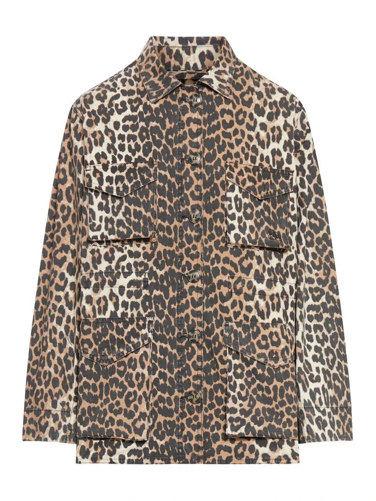 Ganni LEOPARD COTTON CANVAS JACKET 1