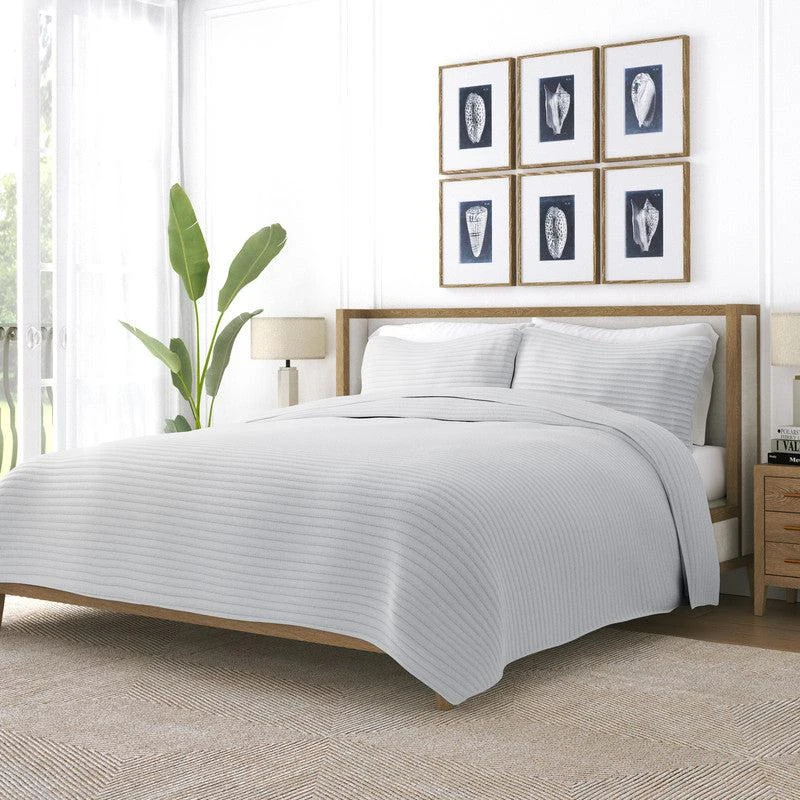 IENJOY HOME Stripes Stitch Latte Quilt Coverlet Set Modern Ultra Soft Microfiber Bedding 9
