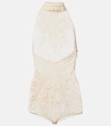 Magda Butrym Floral crochet cotton romper 1