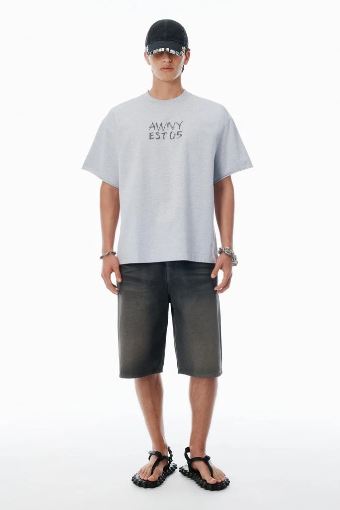 Alexander Wang Light Grey Cotton Boxy Logo T-Shirt 5