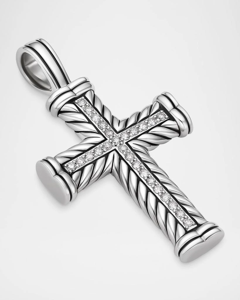 David Yurman Men
s Chevron Cross Enhancer with Diamonds in Silver, 30mm 2