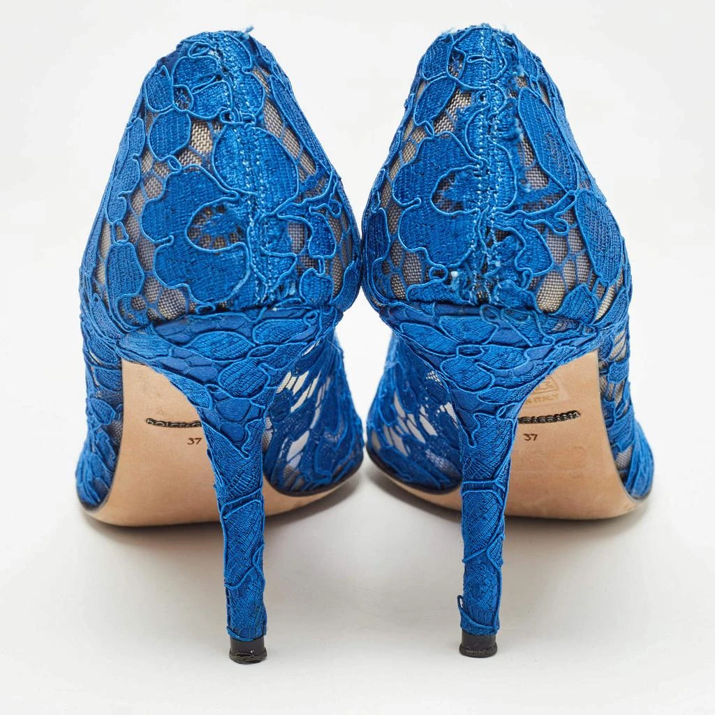 Dolce & Gabbana Dolce & Gabbana Blue Lace Crystal Embellished Bellucci Pumps Size 37 5