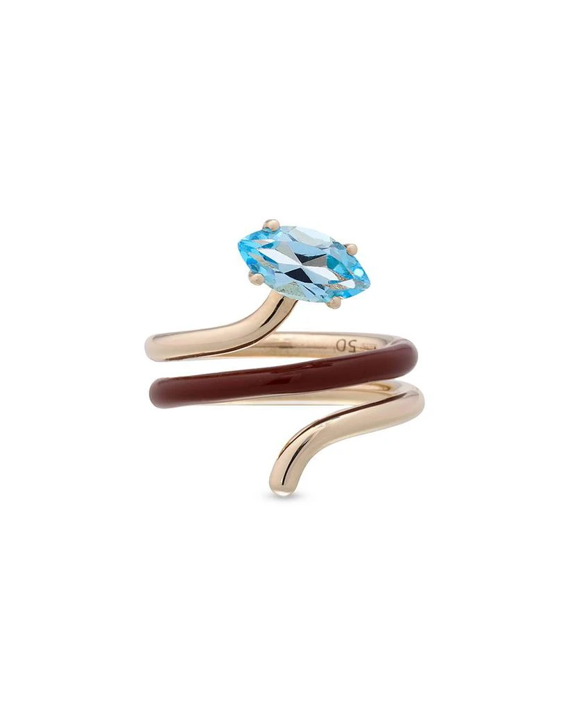 Bea Bongiasca 9K Yellow Gold You're So Vine Blue Topaz & Enamel Coil Ring 1