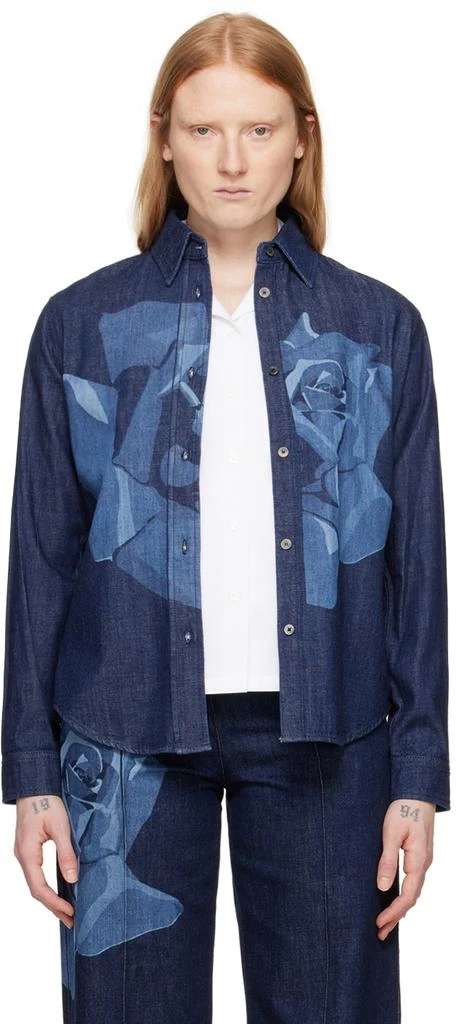 Kenzo Blue Kenzo Paris Rose Denim Shirt 1