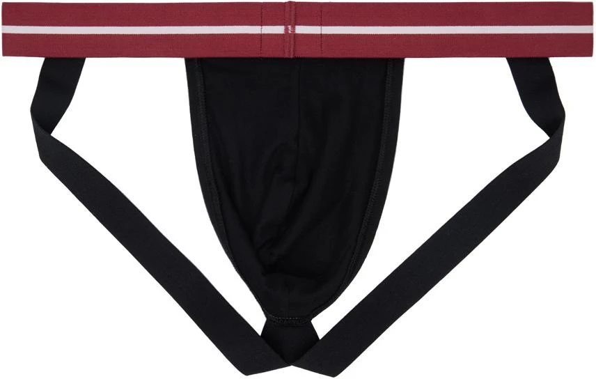 Hugo Boss Three-Pack Black Jacquard Logo Jock Straps 3