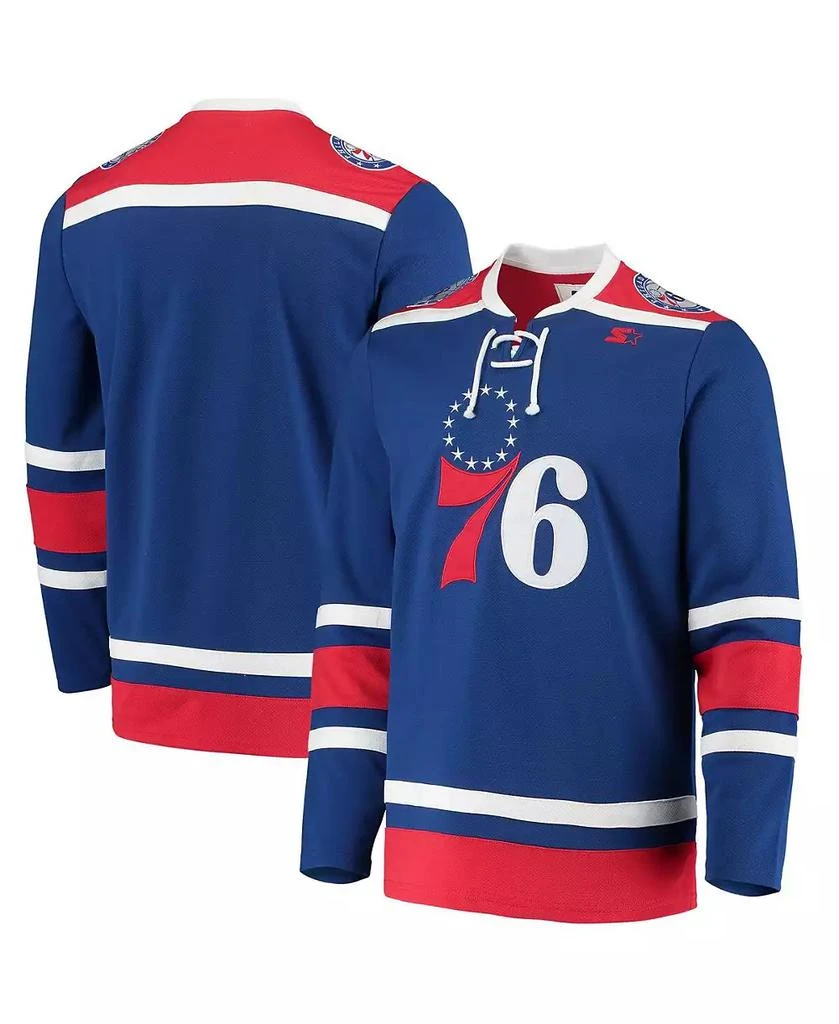 Starter Men's G-III Sports by Carl Banks Royal Philadelphia 76ers Pointman Hockey Fashion Jersey 2