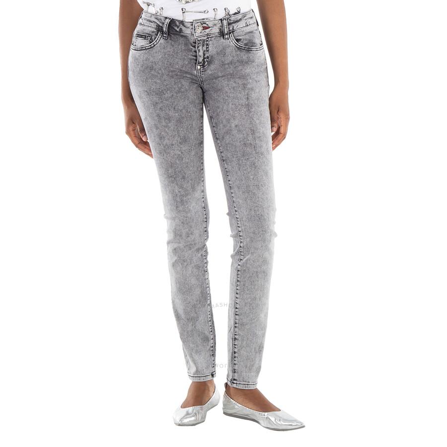 Philipp Plein Rhinestone Fringe Slim Fit Jeans