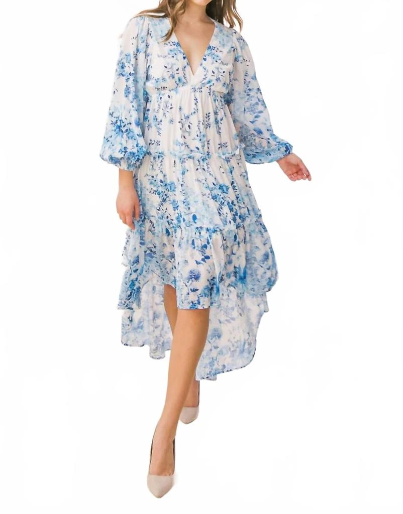 High-Low Maxi Dress With Tiered Skirt In Blue/white  On Sale Now with Up  to 46% Off | Discover Exclusive Deals & Savings at BeyondStyle  Authentic FLYING  TOMATO women|clothing|dresses with Limited-Time