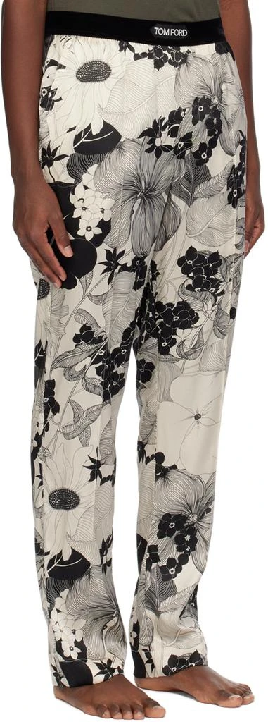 Tom Ford Black & Off-White Floral Pyjama Pants 2