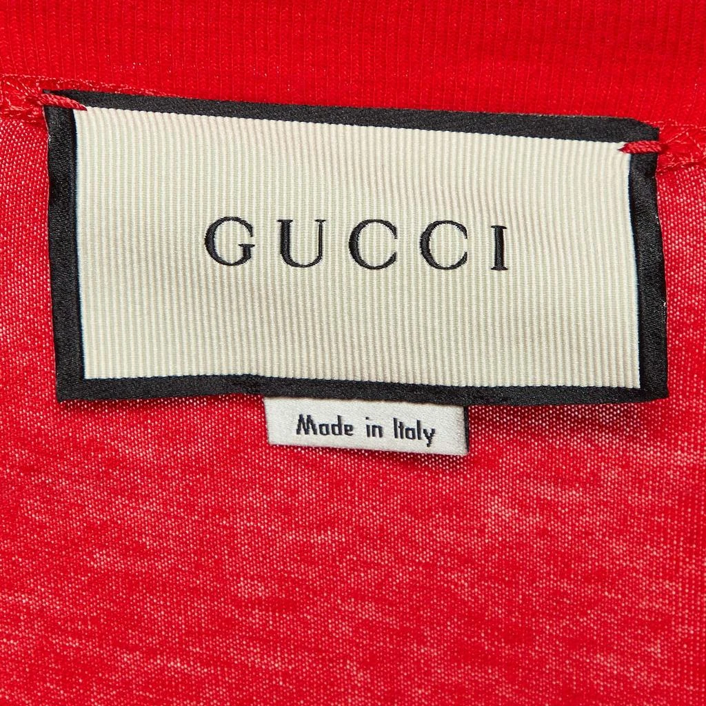 Gucci Gucci Red Cotton Logo Crystal Embellished T-Shirt S 5