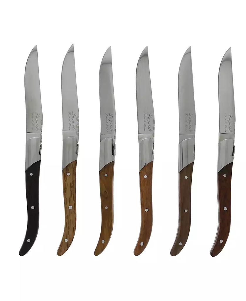 French Home Set of 6 Laguiole Connoisseur Assorted Wood Steak Knives