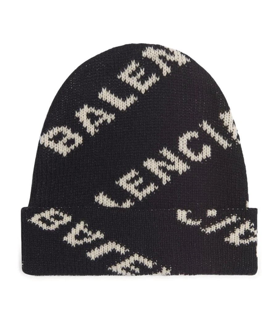 Balenciaga Jacquard Logo Beanie 1