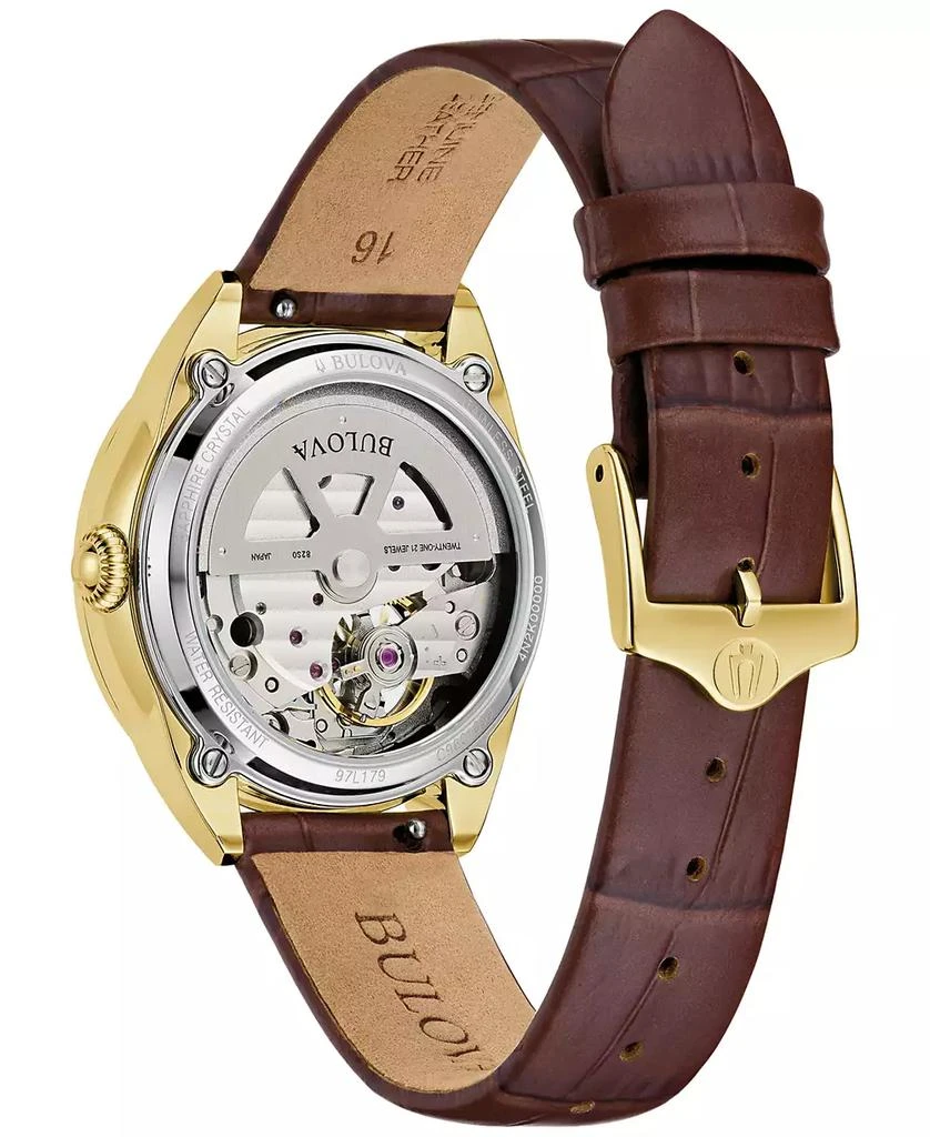 Bulova Women's Sutton Automatic Brown Leather Strap Watch 34.5mm 3