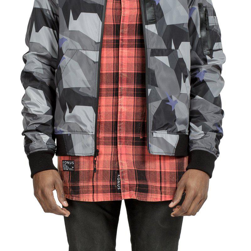 Konus Men's Ma-1 Camo Bomber Jacket in Black