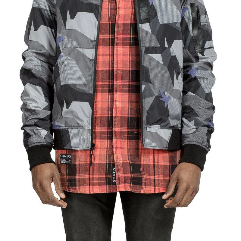 Konus Men's Ma-1 Camo Bomber Jacket in Black 1