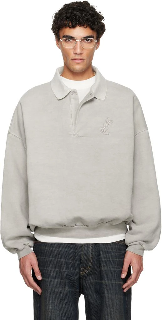 Essentials Gray Holiday Embroidered Classic Polo 1