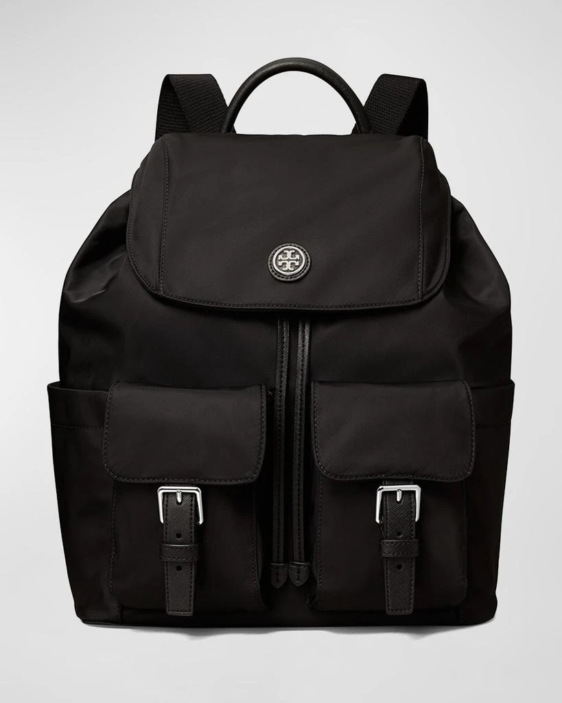 Tory Burch Flap Nylon Drawstring Backpack 1