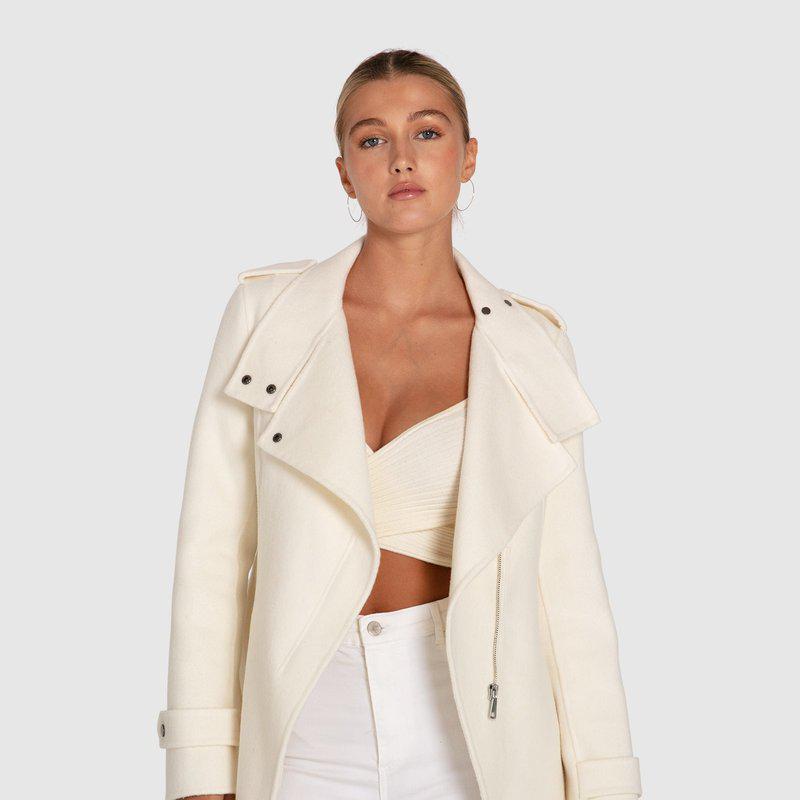 Belle & Bloom Bad Girl Wool Blend Moto Coat Cream