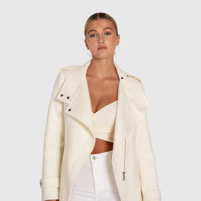 Belle & Bloom Bad Girl Wool Blend Moto Coat Cream 1