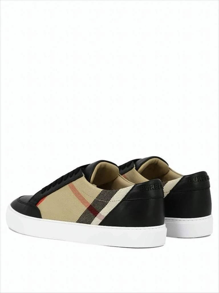 Burberry Check Panel Low-Top Sneakers with Smooth 4