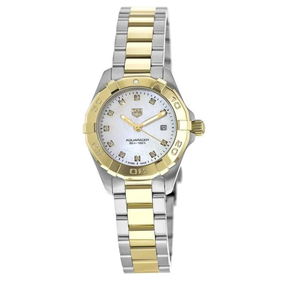 TAG Heuer Aquaracer Lady 300M 27MM Quartz Mother of Pearl Diamond Dial 18K Yellow Gold Plated Steel Women's Watch WBD1422.BB0321 1