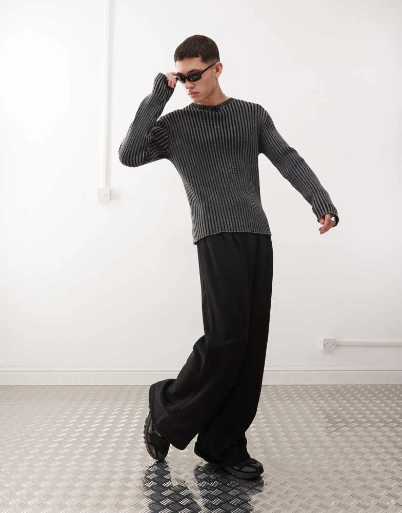 Weekday Weekday Wind super wide leg sweatpants with front pleats in black 2