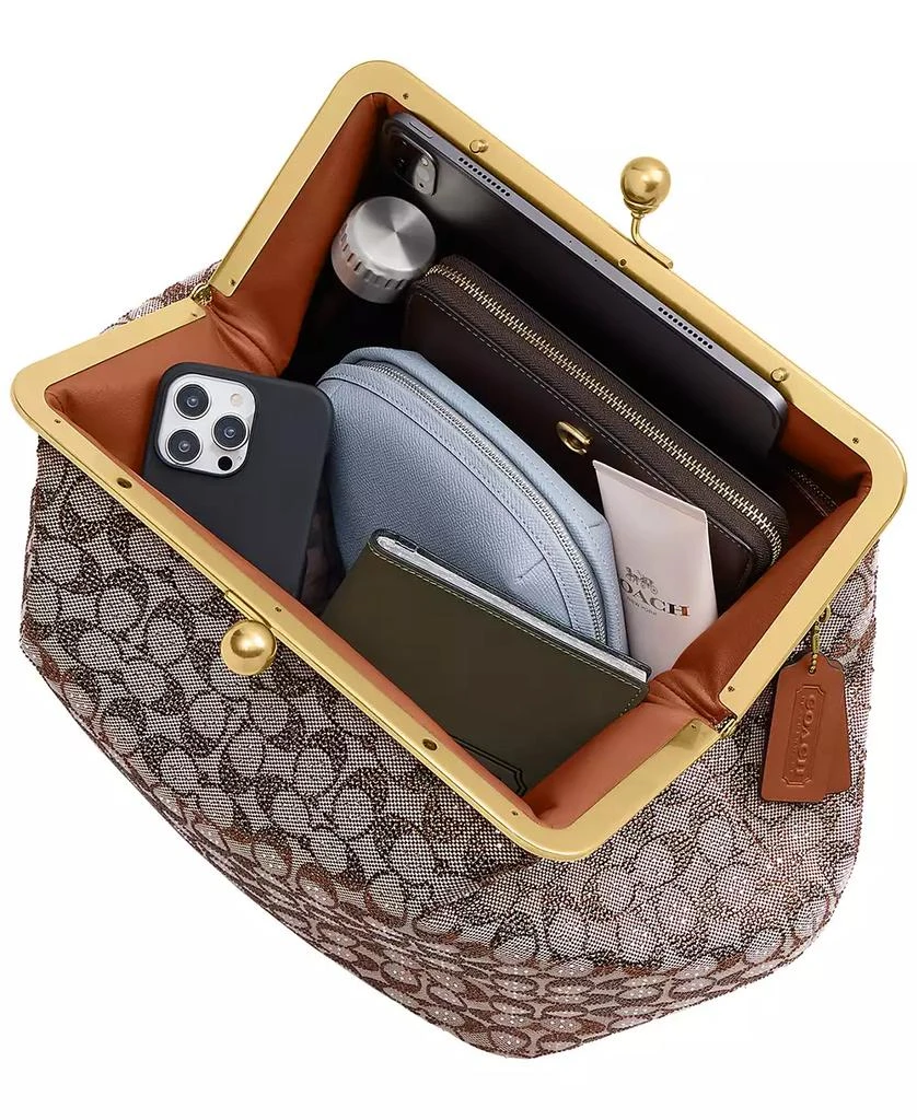 Coach Kisslock Large Crystal Signature Jacquard Frame Bag 8