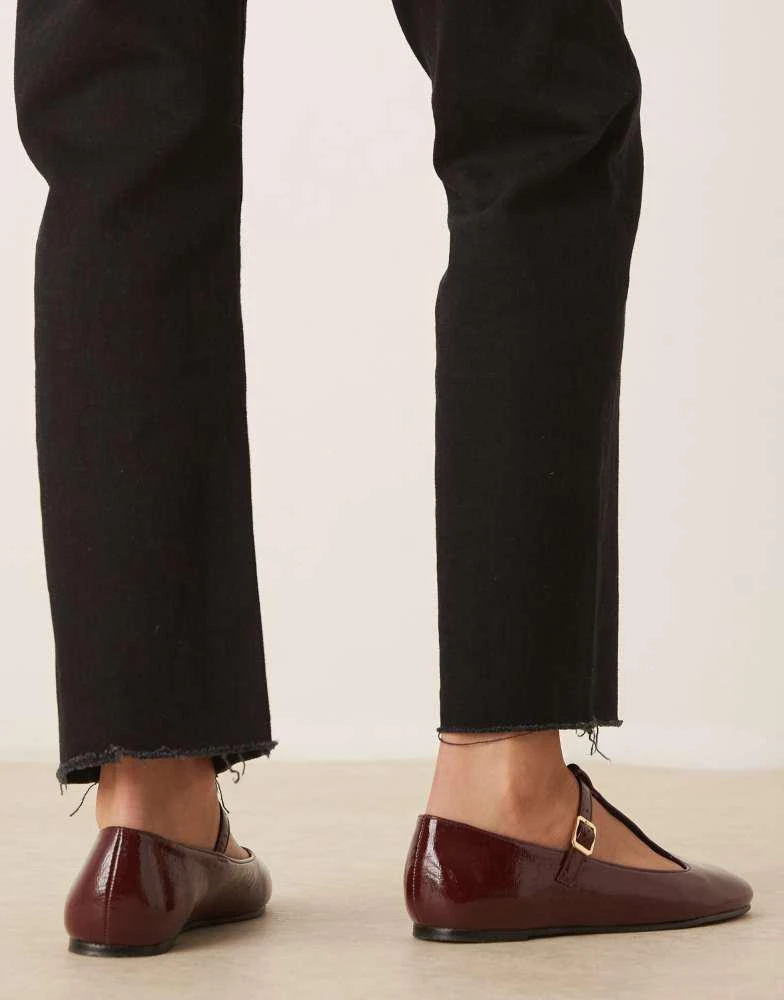 ASOS ASOS DESIGN Latham mary jane ballets in burgundy patent 4
