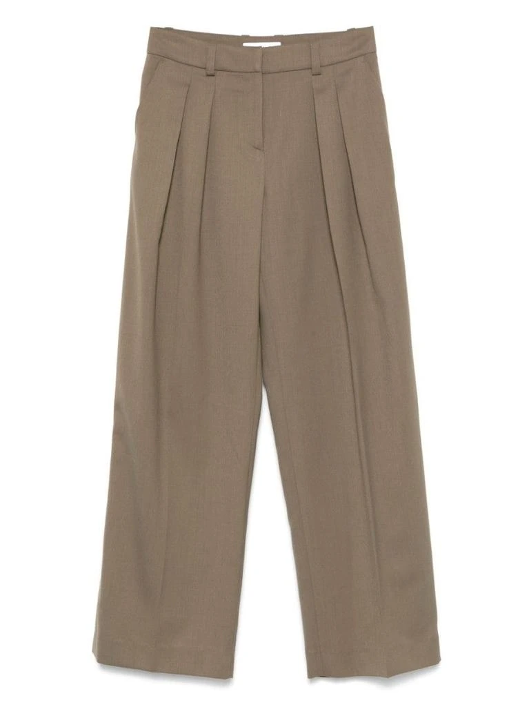 The Frankie Shop High-Waisted Khaki Trousers With Pleated Front Detail 1