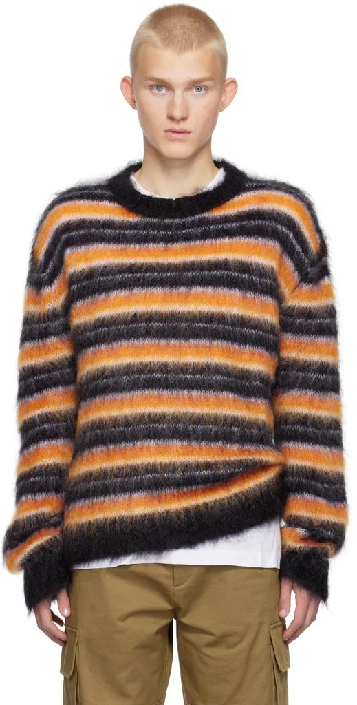 Marni Black & Orange Fuzzy Wuzzy Striped Sweater 1
