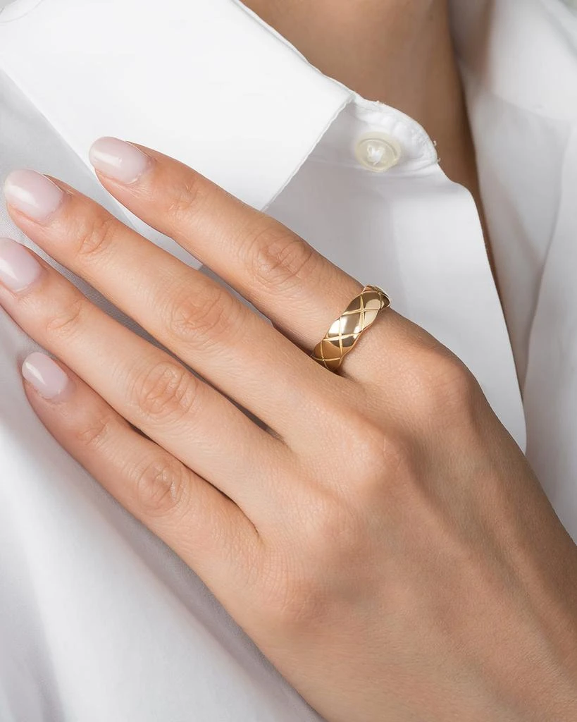 Zoe Lev 14K Gold Cross Hatch Band Ring, Size 7 3