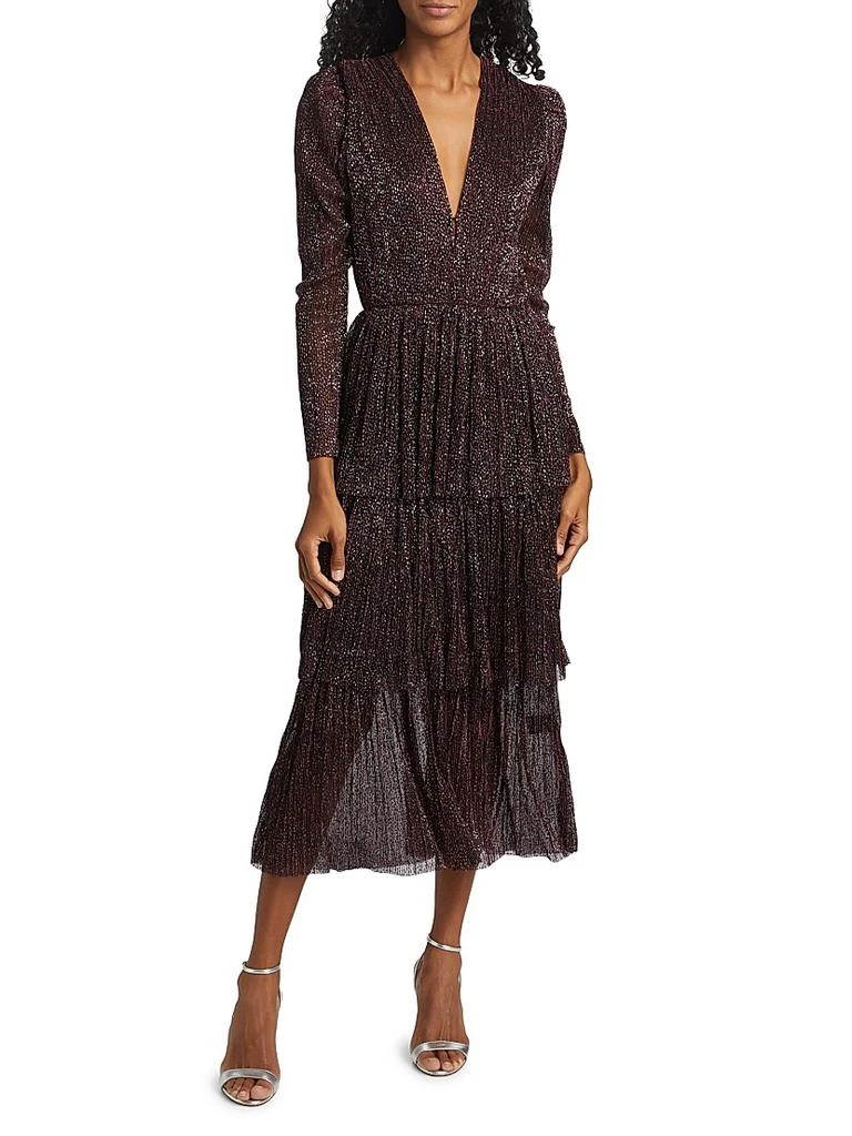 Sabina Musáyev Carry Tiered Belted Metallic Dress 6