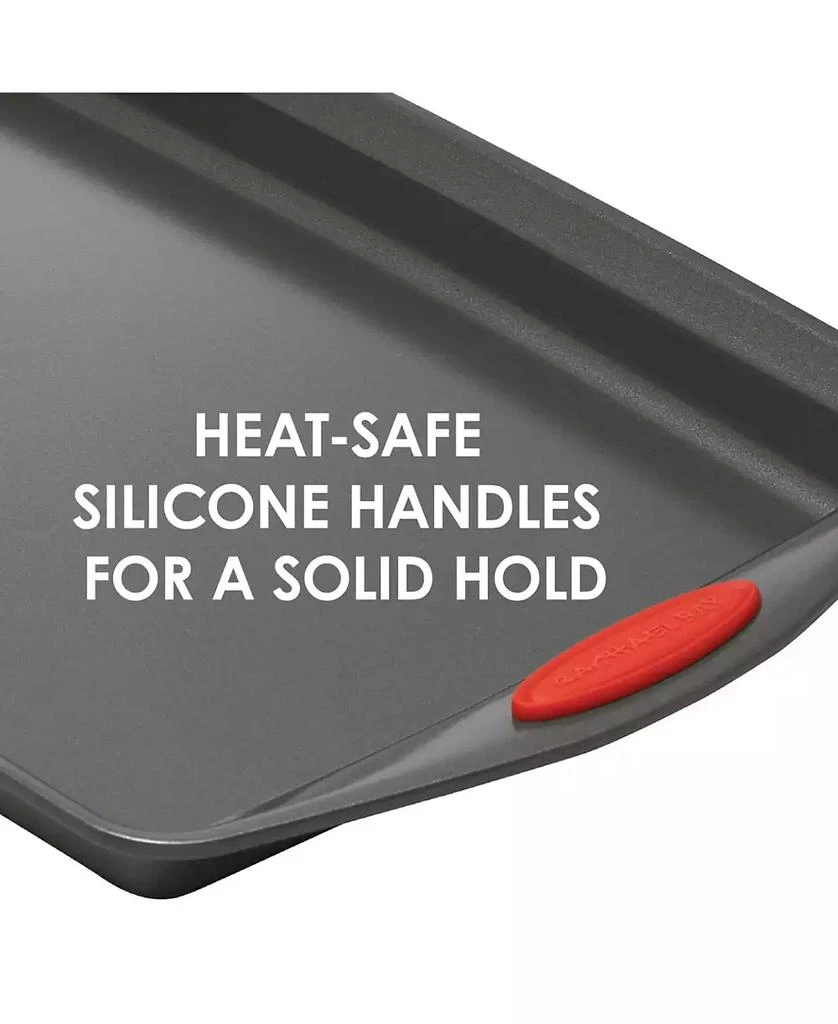 Rachael Ray Nonstick Bakeware Cookie Pan Set, 5-Pc., Gray with Red Silicone Grips 5