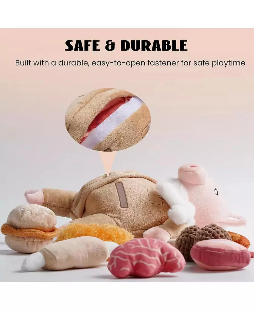 Nocciola 9-in-1 Pig Plush Dog Toys,Funny Piggy Puzzle Toy with 8 Pork Food Squeaky 
Crinkle Toys,Stimulating Enrichment Toys for Small Medium Dogs 5